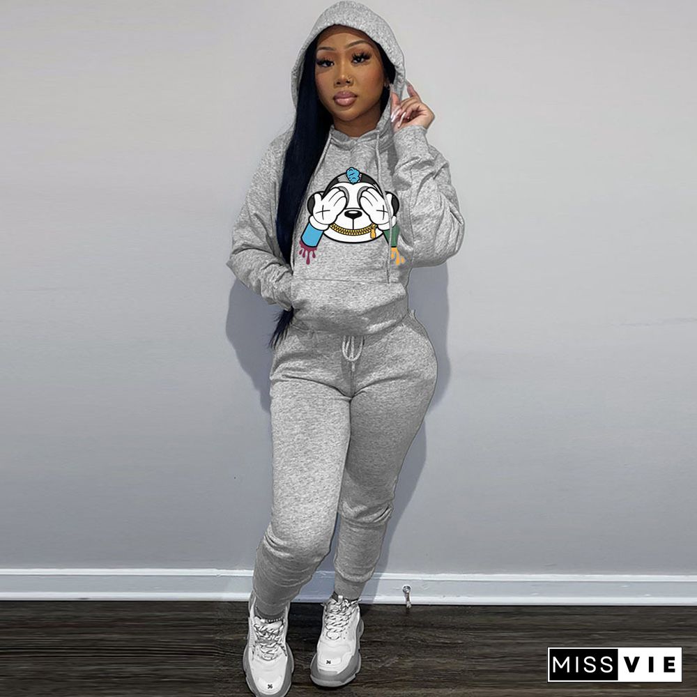 Streetwear Hoodie Top Two Piece Pant Sets