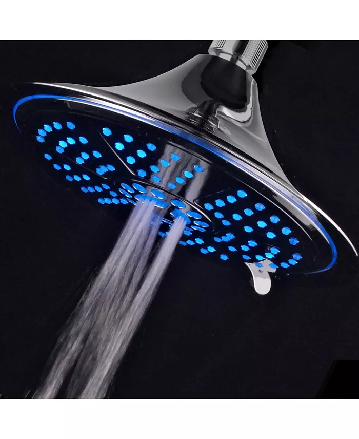 HotelSpa Hotel Spa 8 Inch 5-Setting Rainfall LED Shower Head with Color-Changing Temperature Sensor