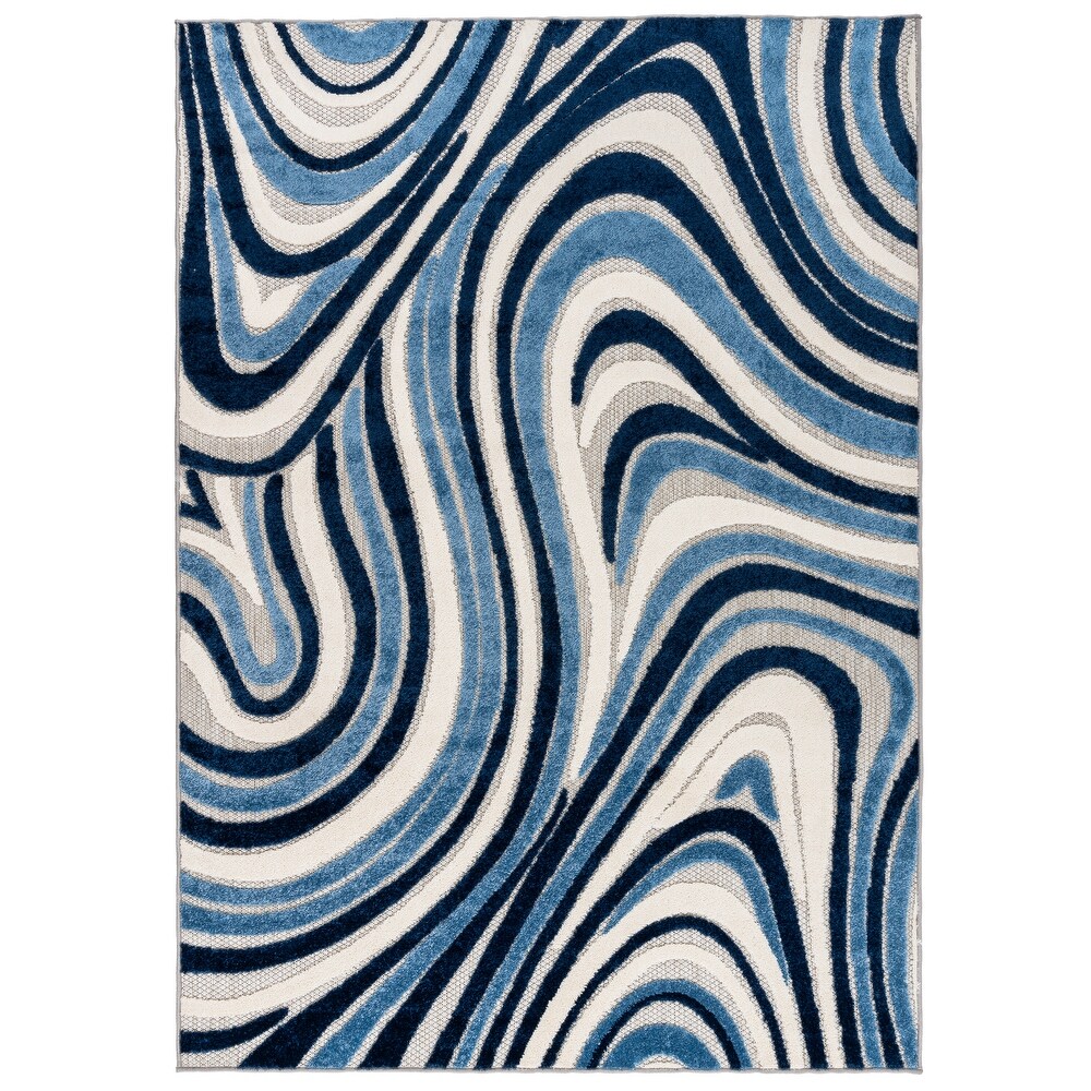 World Rug Gallery Modern Waves Indoor/Outdoor Area Rug