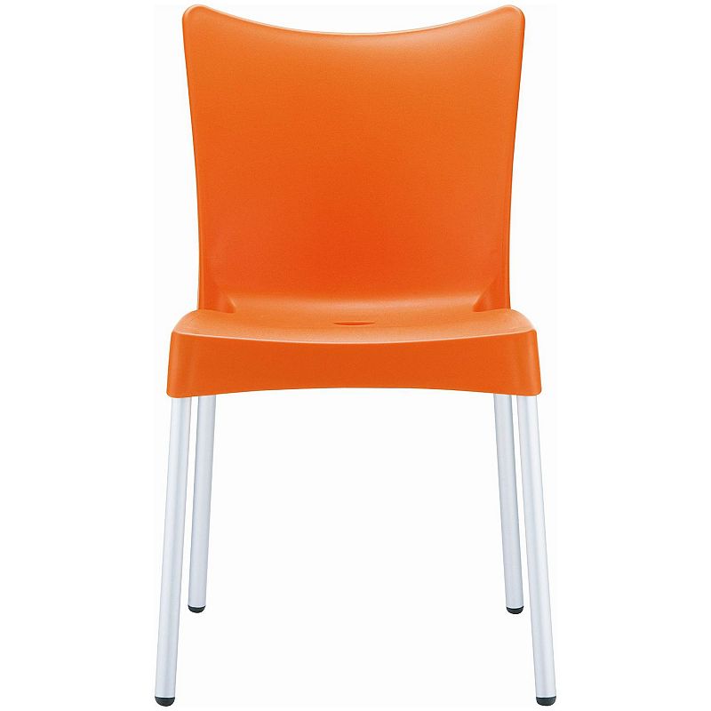 33.25 Orange and White Stackable Outdoor Patio Dining Chair