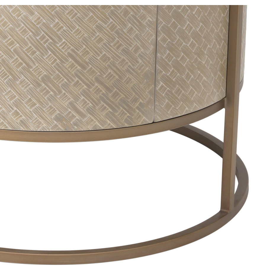 Round Woven Oak Bedside Table  Eichholtz Napa Valley   Contemporary   Side Tables And End Tables   by Oroa   Distinctive Furniture  Houzz