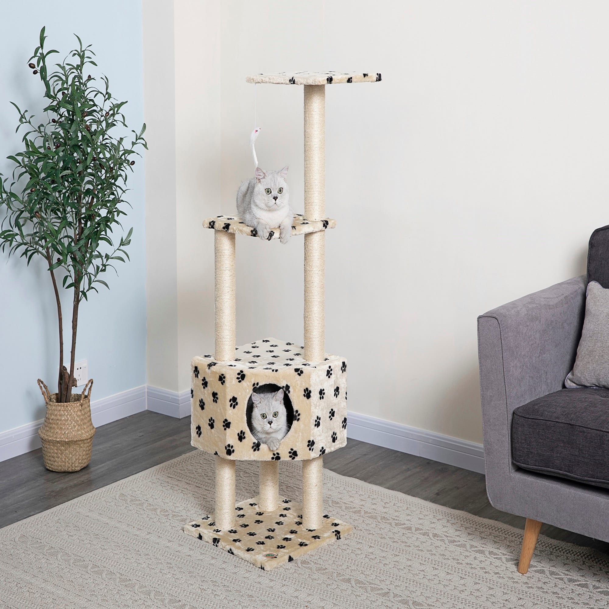 Go Pet Club Classic Cat Tree Furniture with Sisal Covered Posts， 51