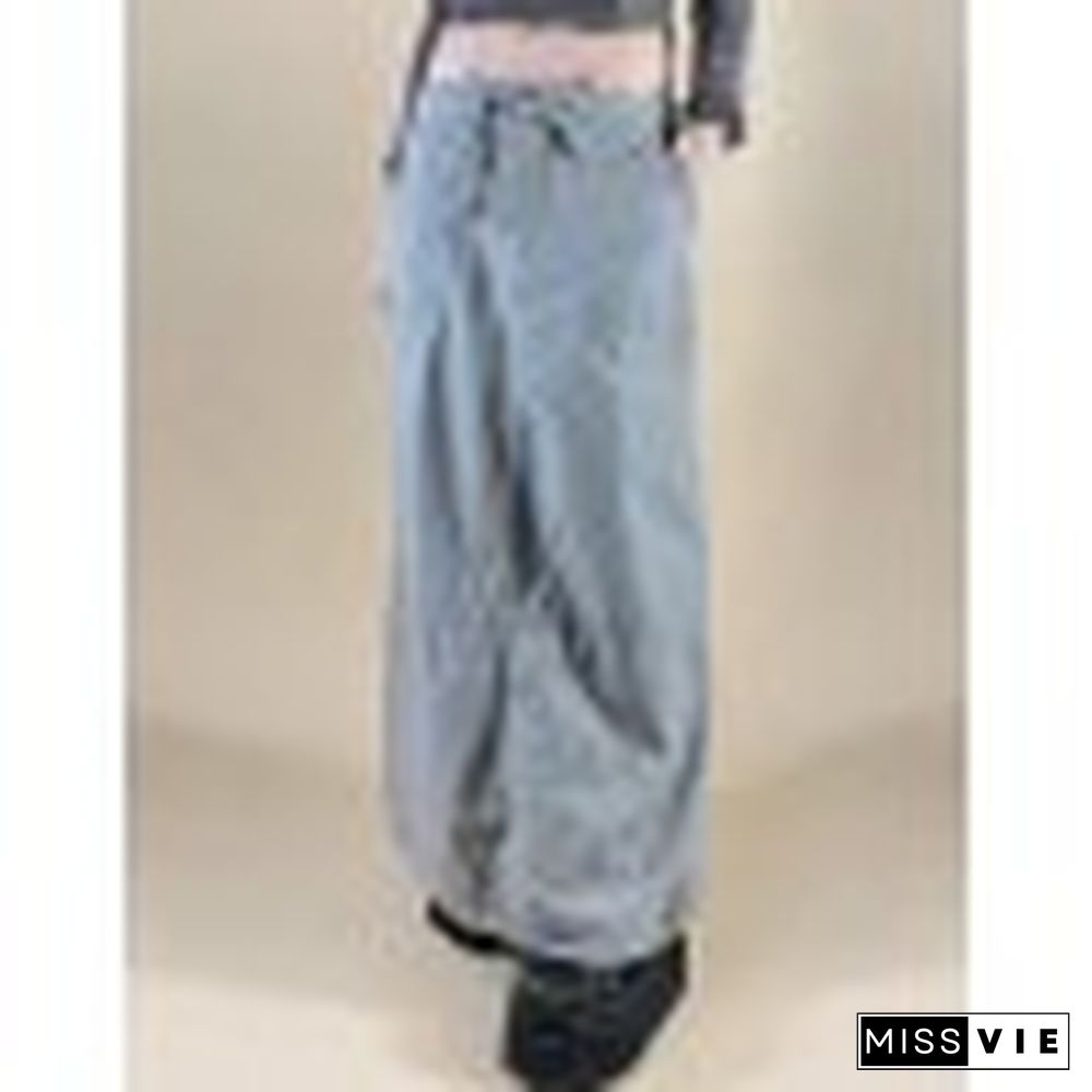 Size Friendly Drawstring Parachute Long Cargo Skirt