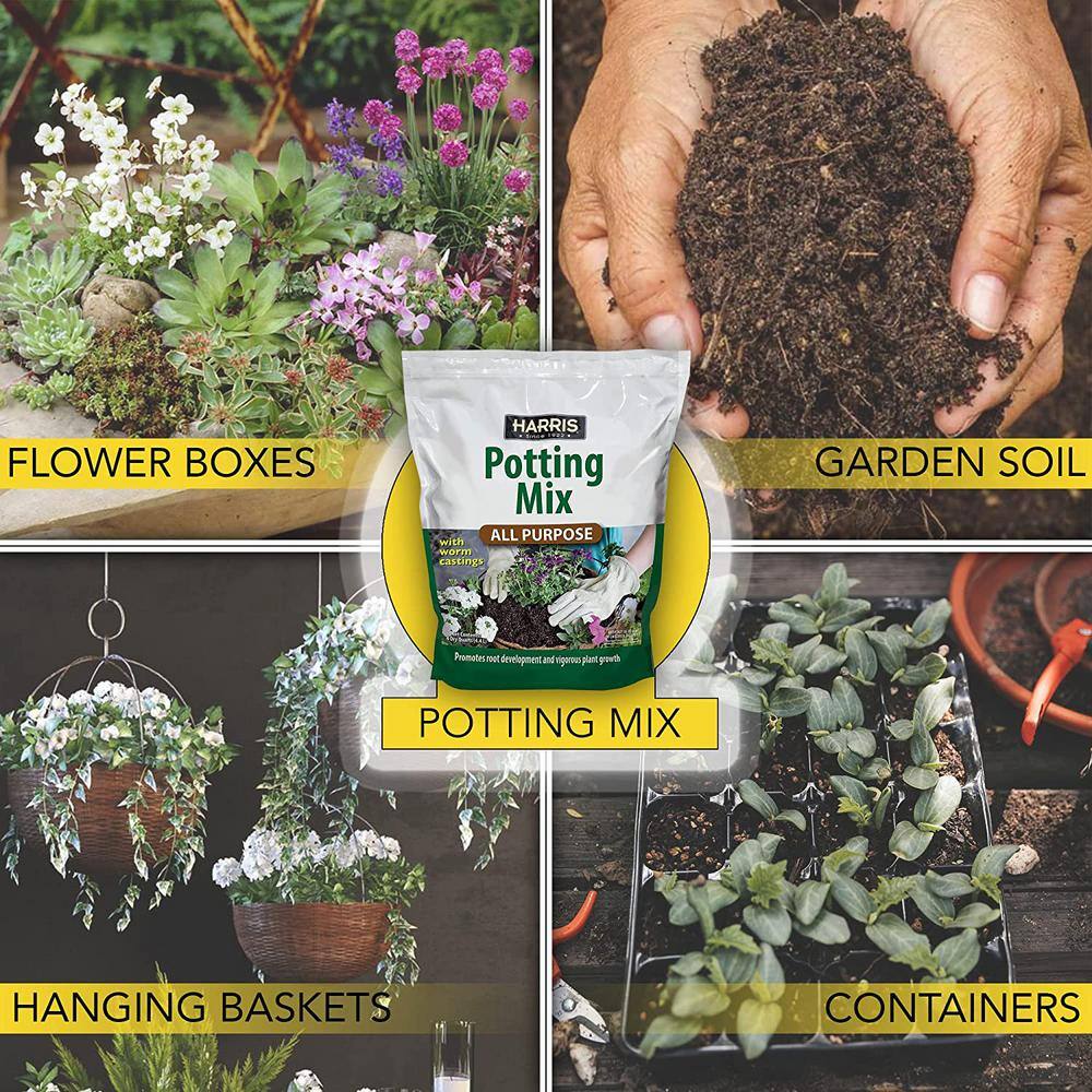 Harris 8 Qt. Premium Horticultural Vermiculite for Indoor Plants and 4 Qt. All Purpose Potting Soil Mix with Worm Castings VERM-SOIL4