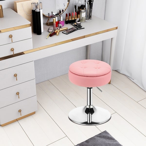 Costway Set of 4 Adjustable?Vanity Stool 360° Swivel Storage Makeup - See Details