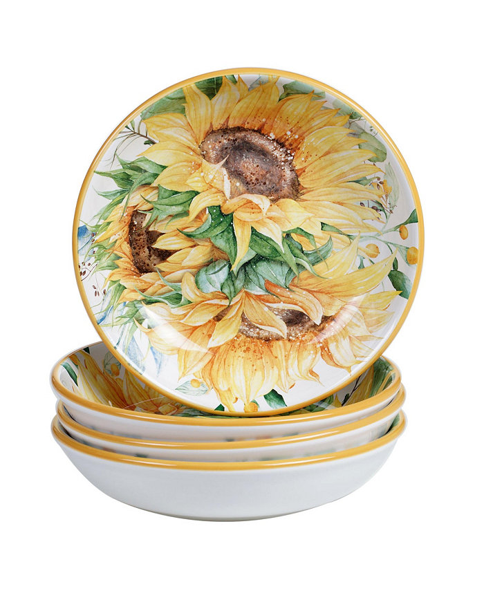 Certified International Sunflower Fields 4-Pc. Soup Pasta Bowls