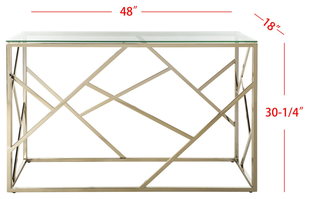 Elegant Console Table  uring Geometric Golden Frame  ampLarge Clear Glass Top   Contemporary   Console Tables   by Decor Love  Houzz