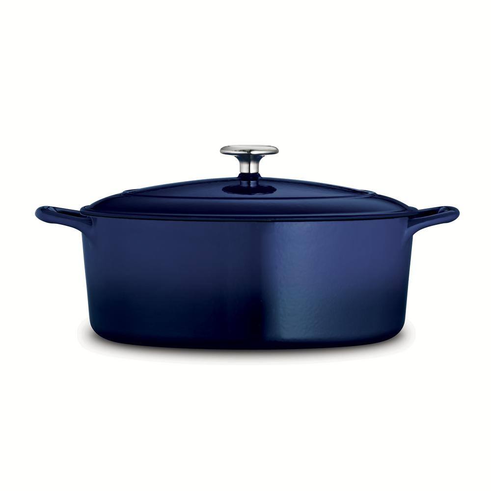 Tramontina Gourmet 5.5 qt. Oval Enameled Cast Iron Dutch Oven in Gradated Cobalt with Lid 80131077DS