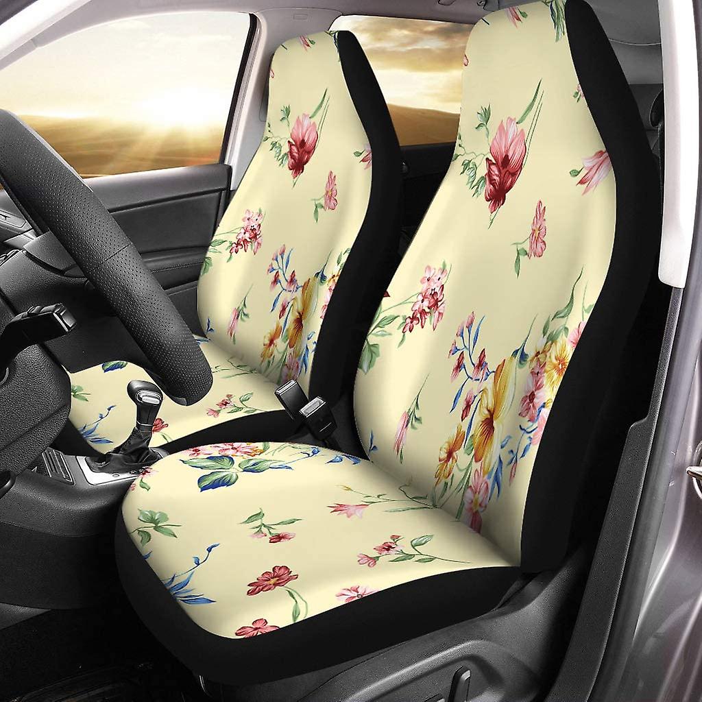 Set Of 2 Car Seat Covers Watercolor Flowers Universal Auto Front Seats Protector Fits For Car，suv Sedan，truck D---43130