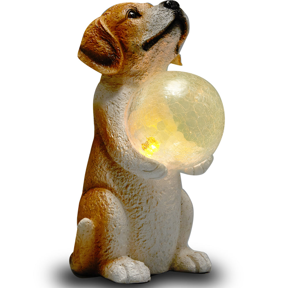 Yiosax Easter Dog Memorial Gifts - Forever My Guardian Angel Garden Solar Light Pet Memorial Statues Garden Dog Decor with Flickering Crackled Glass Globe|(11.22inch Tall)