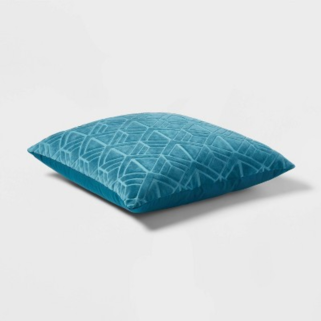 Euro Carved Velvet Jacquard Decorative Throw Pillow Dark Teal Blue - Threshold™