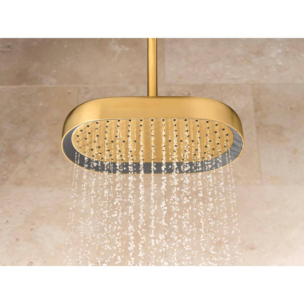 KOHLER Statement 1-Spray Patterns with 2.5 GPM 12 in. Wall Mount Fixed Shower Head in Vibrant Brushed Moderne Brass 26294-2MB