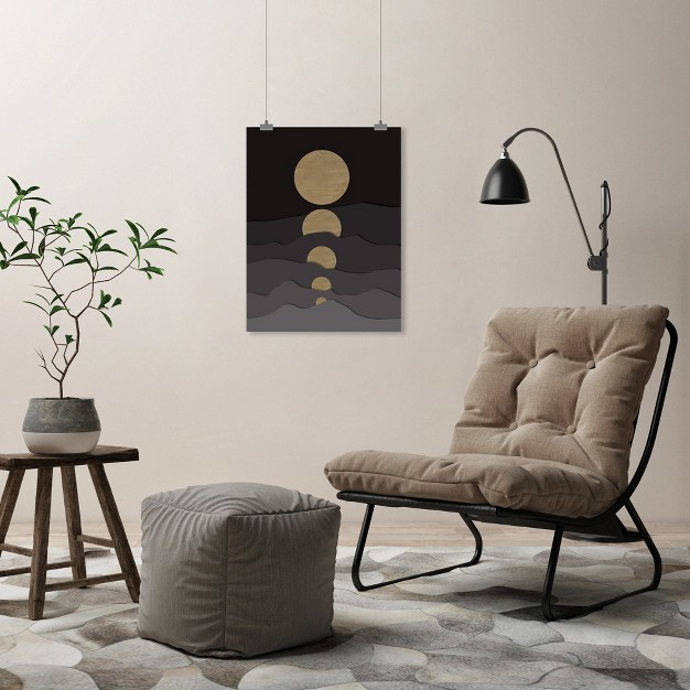 Americanflat Abstract Wall Art Room Decor Golden Moon Phases By Miho Art Studio