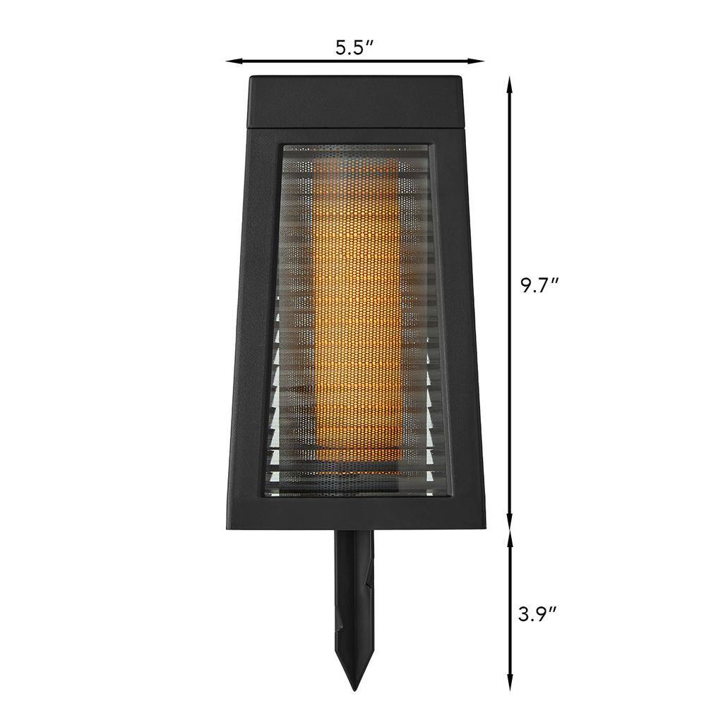 Hampton Bay Ambrose Solar 6 Lumens Matte Black Integrated LED Flicker Flame Lantern Path Light WeatherWaterRust Resistant 93308