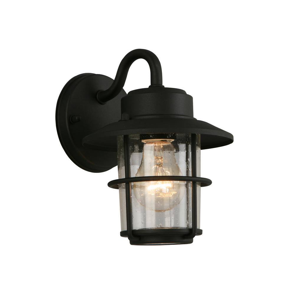 Hampton Bay 1-Light Black Outdoor Wall Lantern Sconce (2-Pack) JBO1691A-4