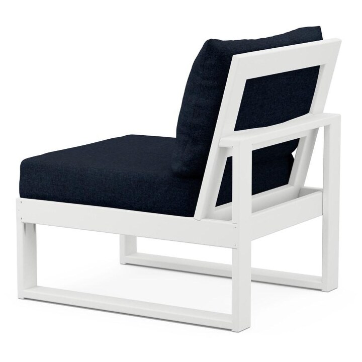 POLYWOOD Modular Armless Chair in White / Marine Indigo