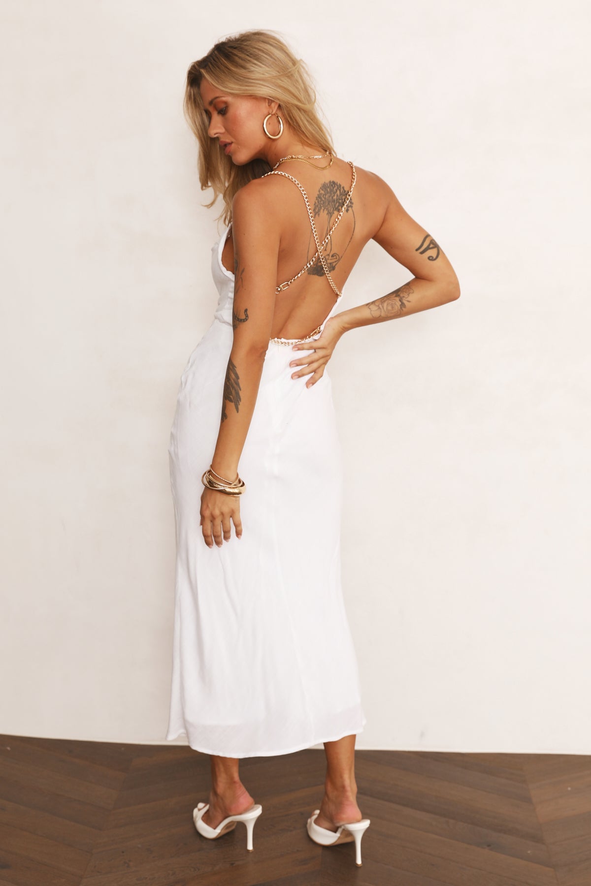 RUNAWAY Khalessi Midi Dress White