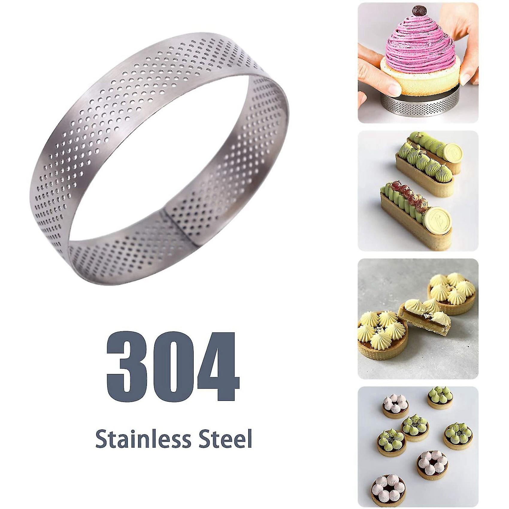 30pcs 4.5cm Round Stainless Perforated Seamless Tart Ring Quiche Ring Tart Pan Pie Tart Ring With H