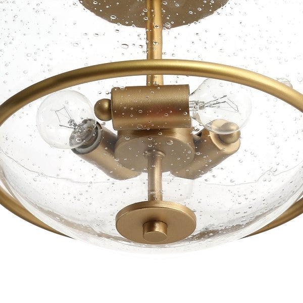 Modern Gold 3-light Semi-flush Mount Bowl Seeded Glass LED Dimmable Ceiling Lights - D12'' * H9''