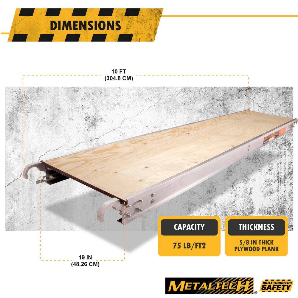 MetalTech 10 ft. x 19 in. Aluminum Platform with Plywood Deck for Standard and Arched Scaffolding Frames (Pack of 3) M-MPP1019K3