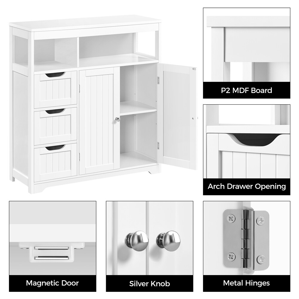 Yaheetech Freestanding Bathroom Floor Cabinet Storage Cabinet  White   N/A