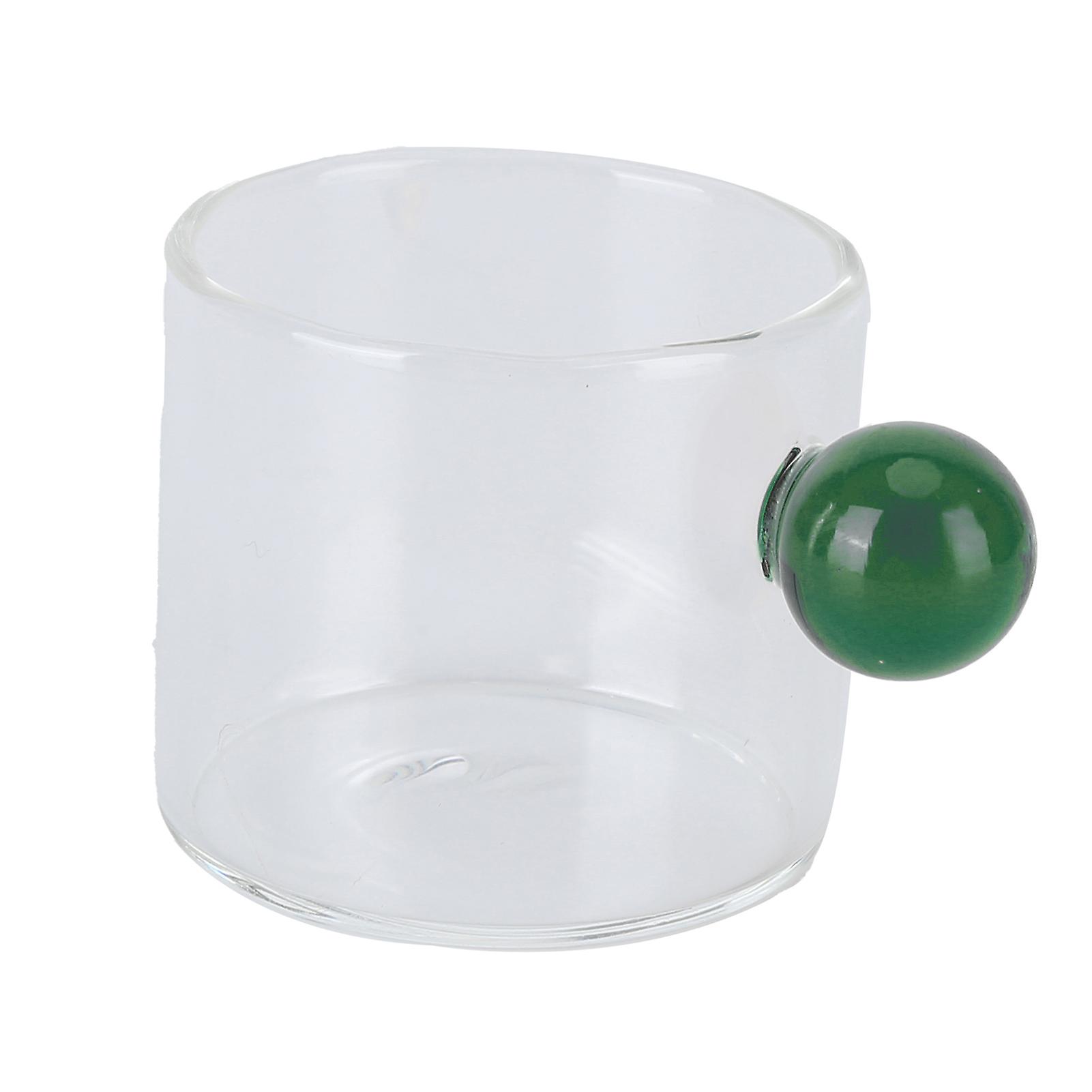 Teacup Glass Mug Transparent Heat Resistant Glass Coffee Cup With Ball Handle 120mlgreen Handle