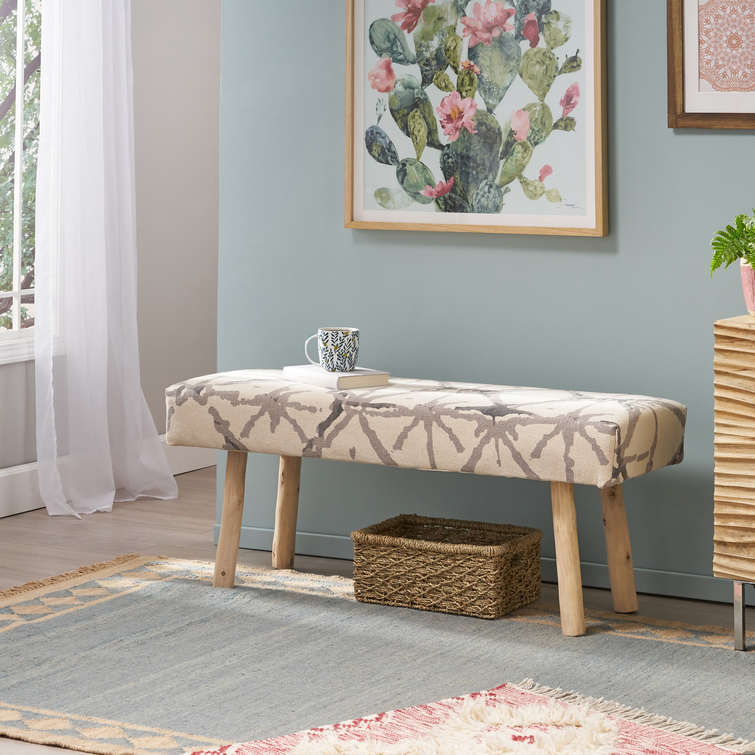 Carrera Handcrafted Boho Rectangular Fabric Bench