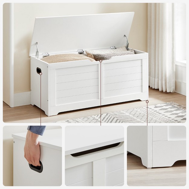 Vasagle Storage Trunk Storage Chest Shoe Bench 15 7 X 39 4 X 18 1 Inches White