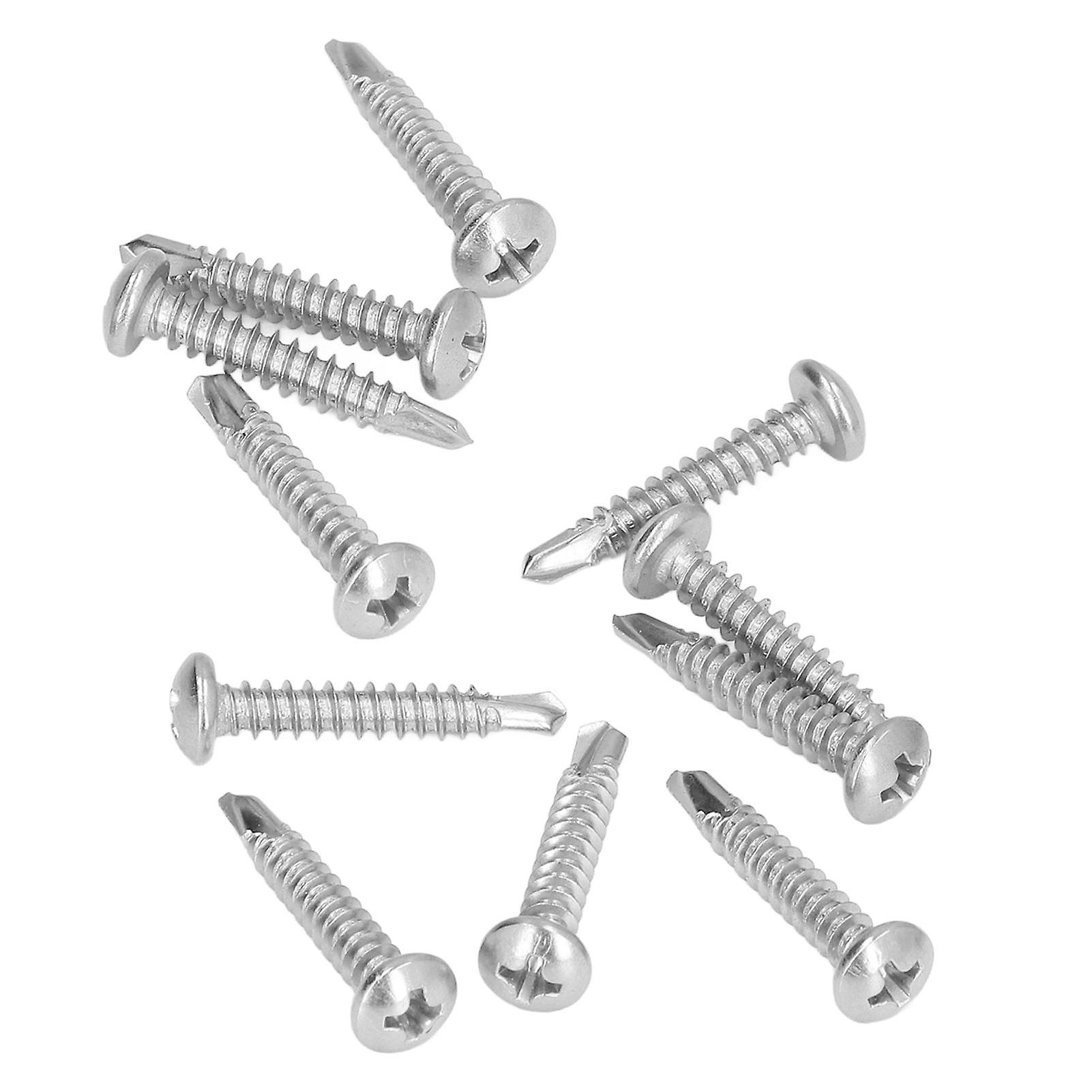 100Pcs Self Drilling Screw Stainless Steel Cross Round Head M4.2x25 Fastener Set Kit