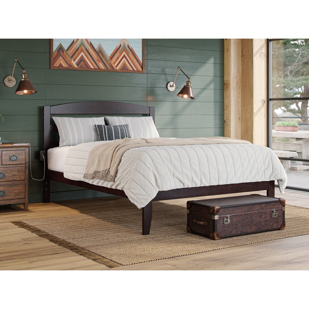 Warren Solid Wood Platform Bed with Attachable USB Charger