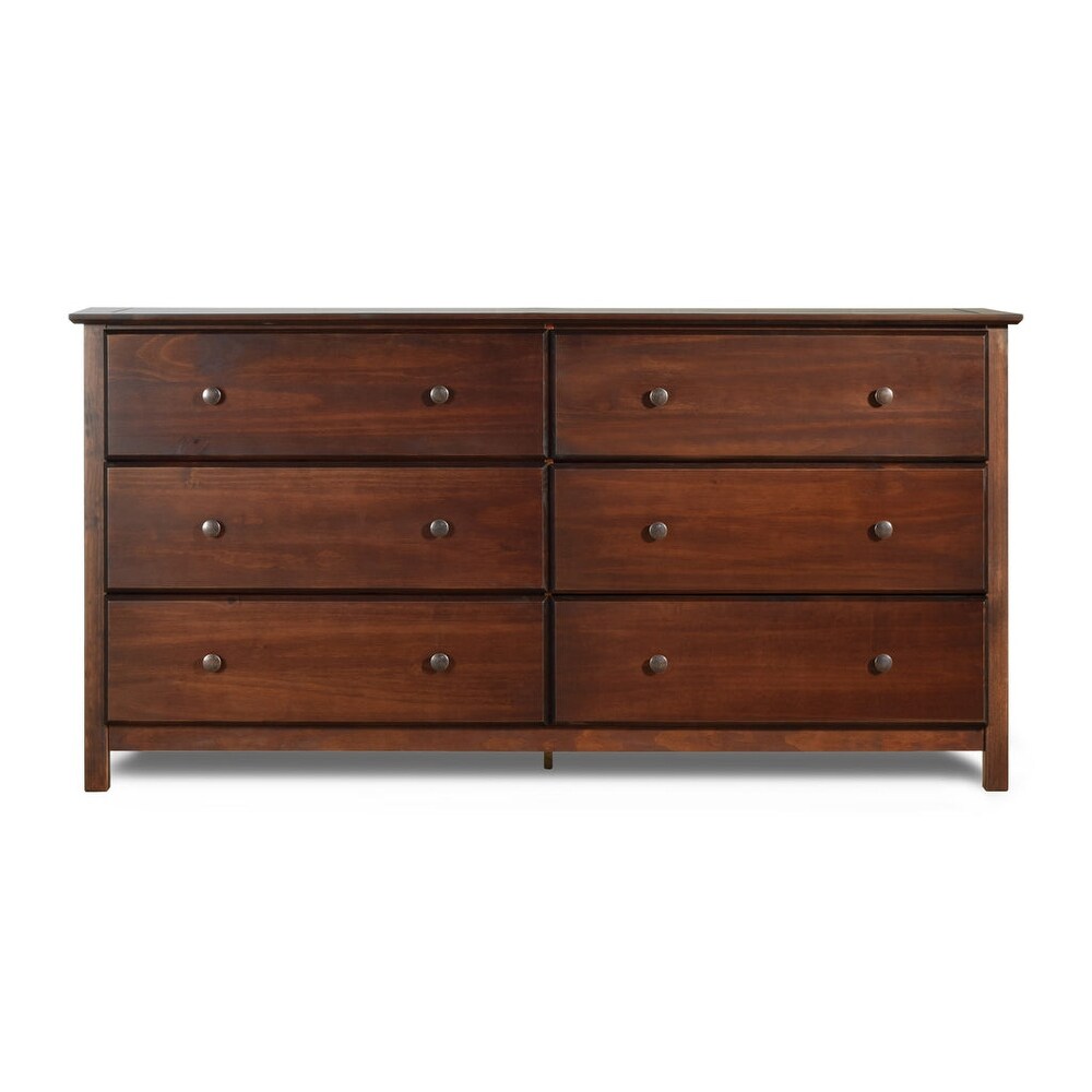 Grain Wood Furniture Shaker style 6 drawer Solid Wood Dresser