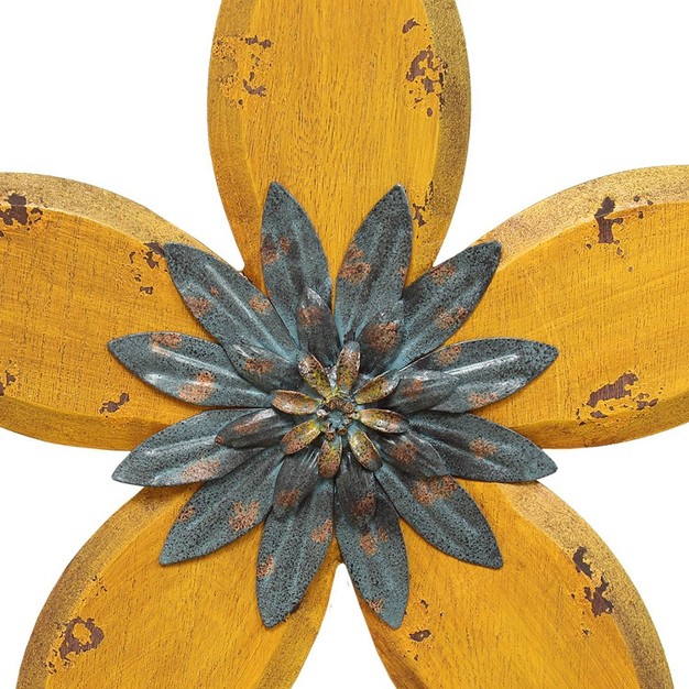 X 13 98 quot Antique Flower Wall Decor Yellow teal Stratton Home D cor