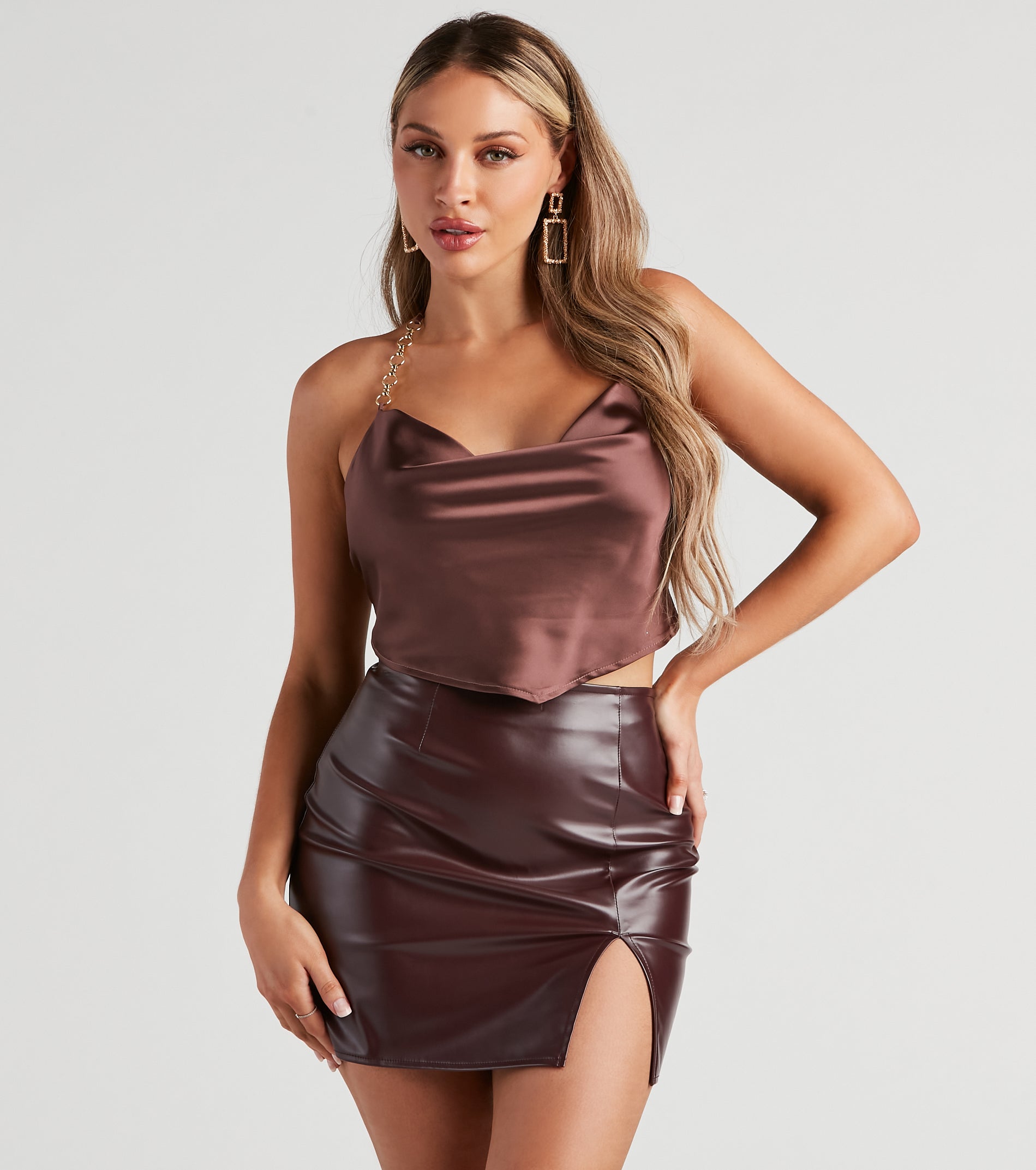 Haute Nights Satin Chain Strap Top