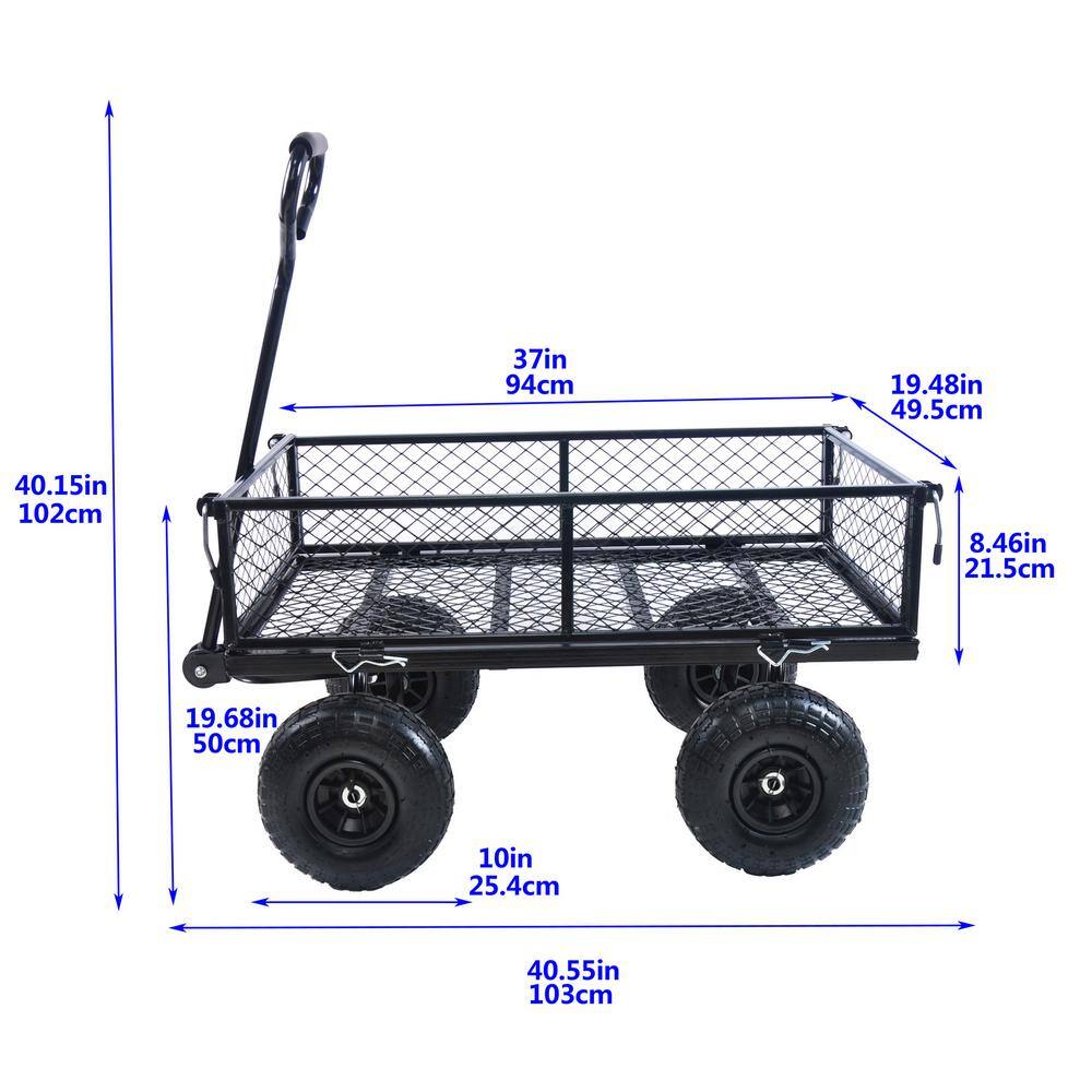 Tatahance Metal 4-Wheeled Folding Utility Hand Cart in Black W22741280-Z