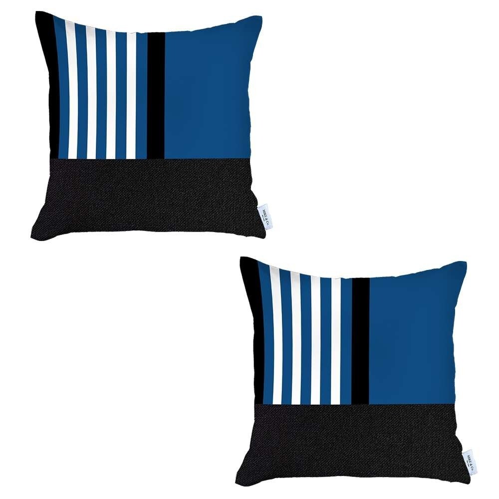 Blue and Black Printed Pillow Covers