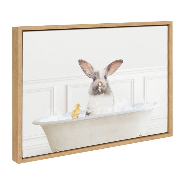 X 24 quot Sylvie Bunny In Bubble Bath Framed Canvas By Amy Peterson Natural Kate amp Laurel All Things Decor