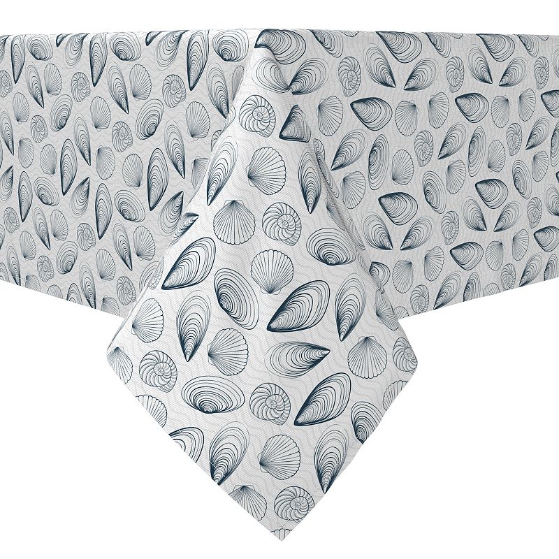 Square Tablecloth， 100% Cotton， 60x60， Ocean Shells and Waves