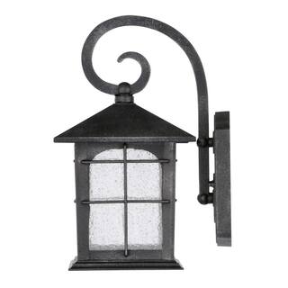 Home Decorators Collection Brimfield 12.75 in. Aged Iron LED Outdoor Wall Lantern with Clear Seedy Glass Shade Y37029ALED-292