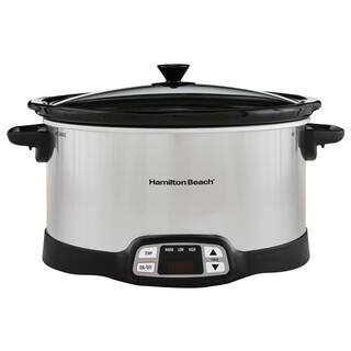 Hamilton Beach 8 Qt. Programmable Stainless Steel Slow Cooker with Built-In Timer and Temperature Settings 33480