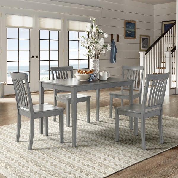 Wilmington II 48-Inch Rectangular Antique Grey 5-Piece Dining Set by iNSPIRE Q Classic