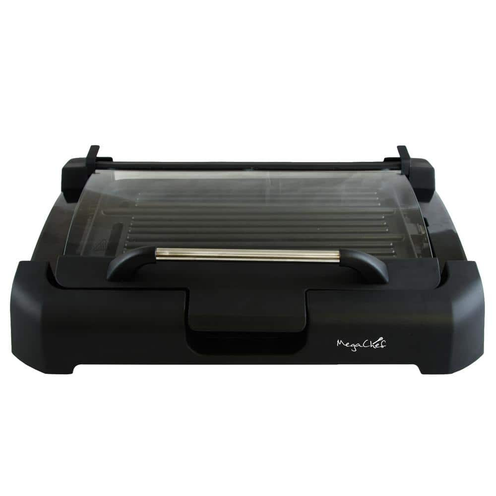 MegaChef 165 sq. in. Black Reversible Indoor Grill and Griddle with Removable Lid 985101713M