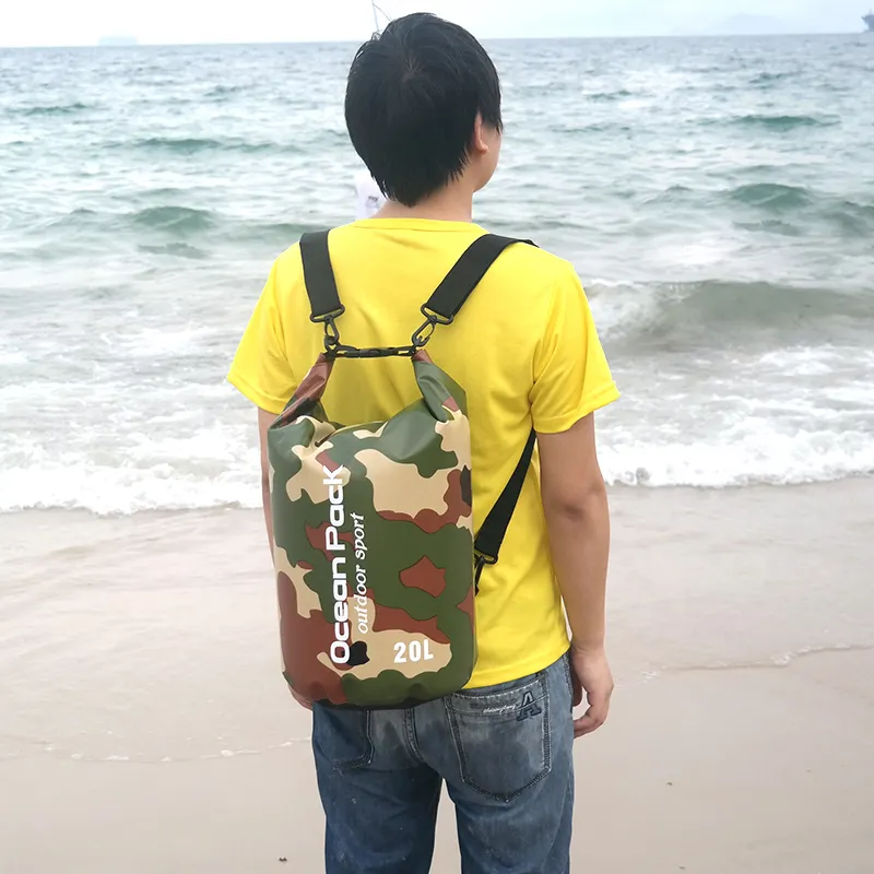 Custom Logo 2L 5L 10L 15L 20L 25L  PVC Waterproof Swimsuit Backpack Phone Swimming Beach Sport Outdoor Camo Dry Bag