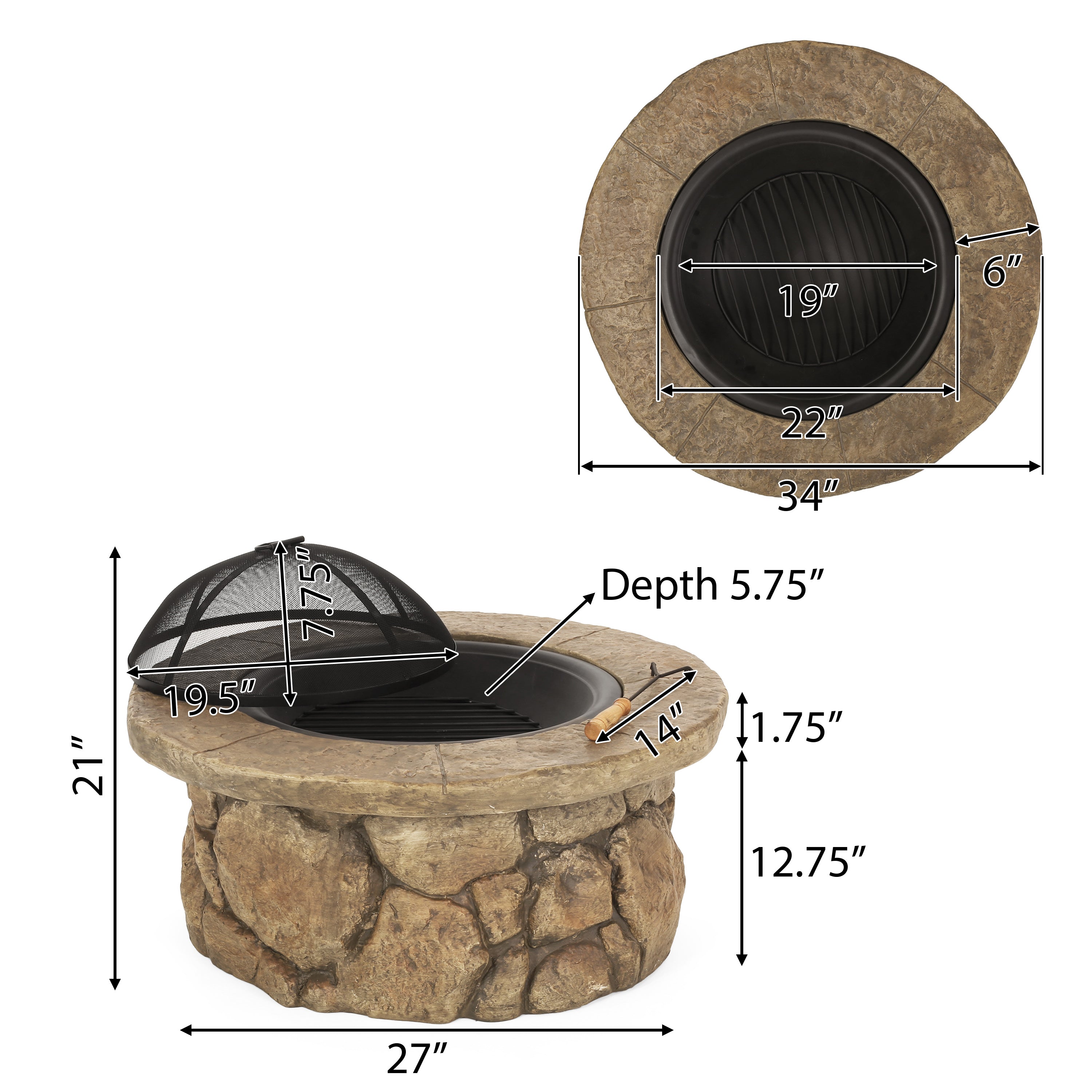 Taylor Outdoor Natural Stone Fire Pit