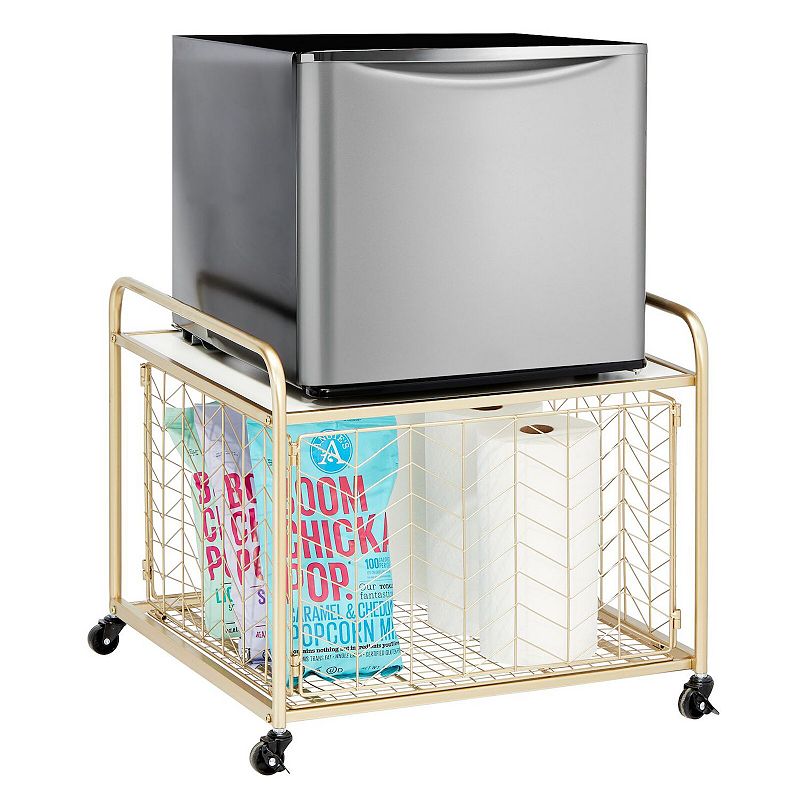 mDesign Small Portable Mini Fridge Storage Cart with Wheels and Handles