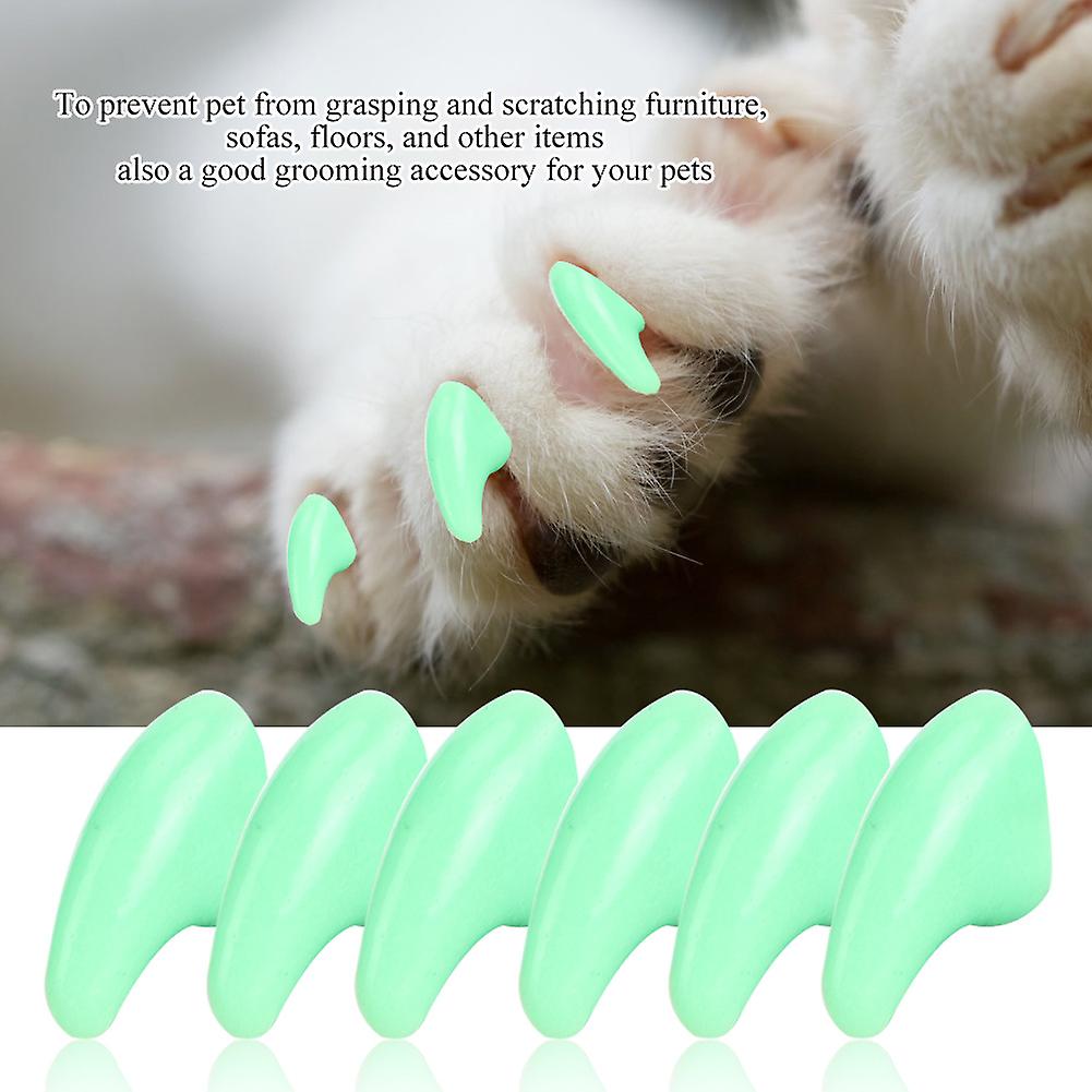 100pcs Pet Cat Pvc Crystal Nail Cover Paw Claw Cap Grooming Accessory (fluorescent Green Xs)