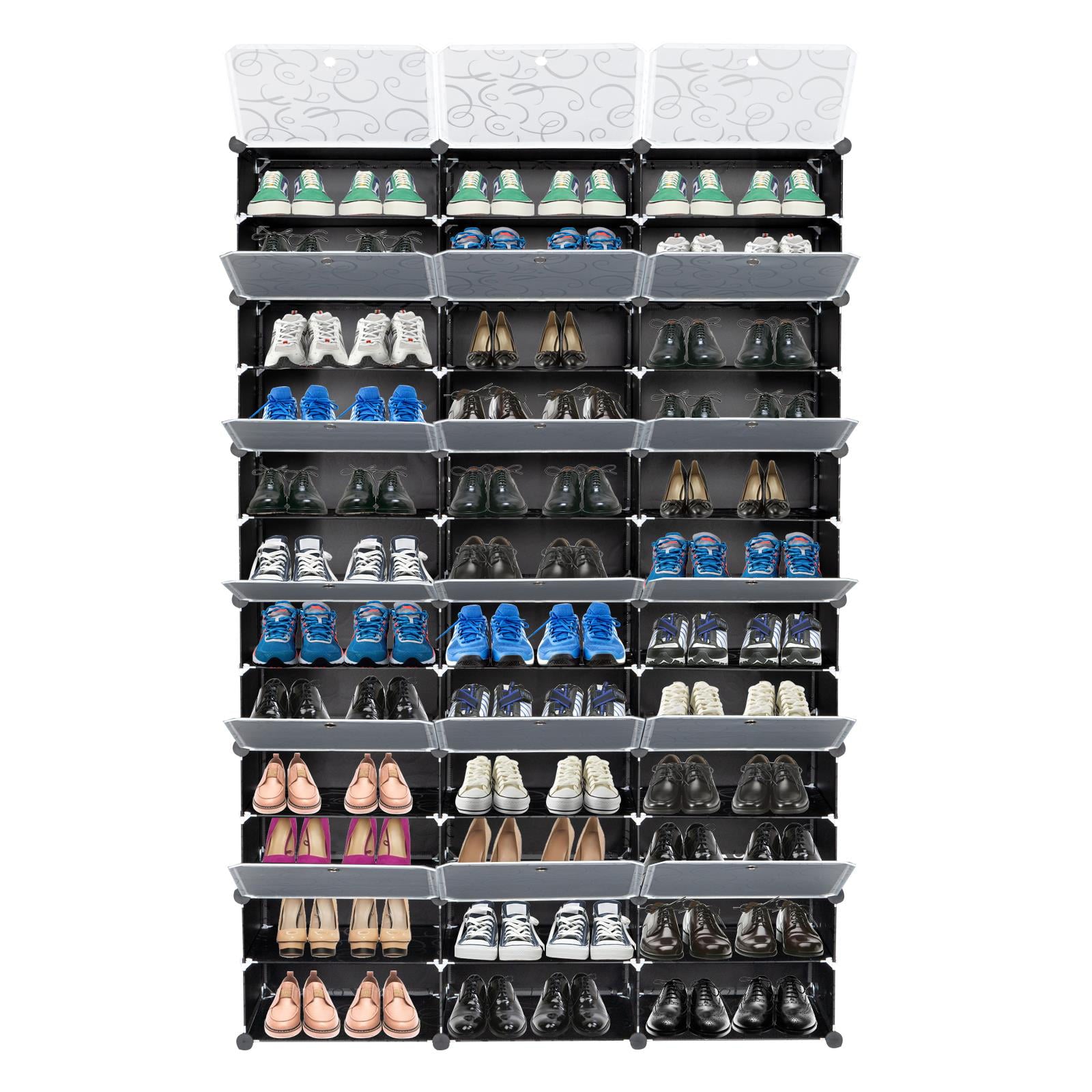 Ktaxon 36 Cubes 72 Pairs Modular Plastic Shoe Storage Cabinet Boxes Expandable 12 Tiers Shoe Rack