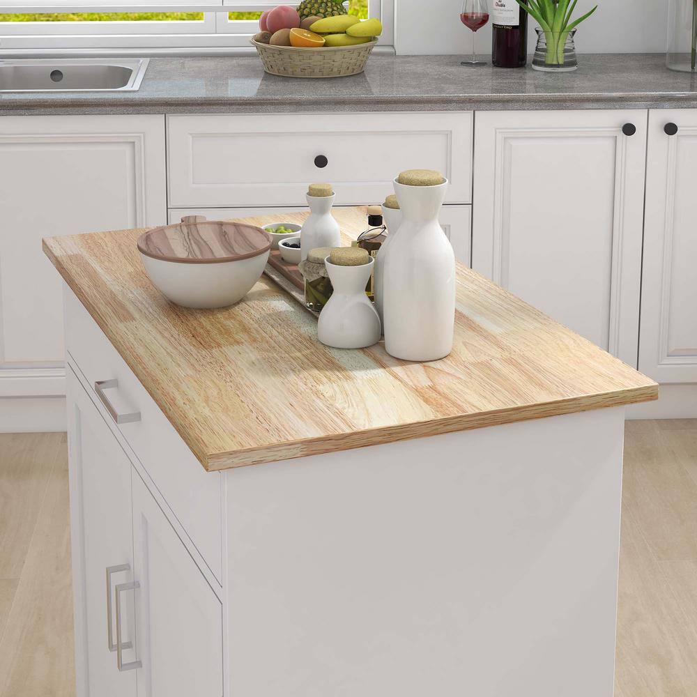 Whatseaso White MDF Kitchen Island L-KI110498538