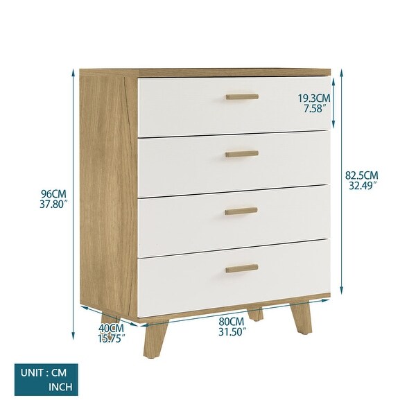 Rosewood White 4-Drawer Chest Storage Cabinet Dresser Organizer - - 36862277