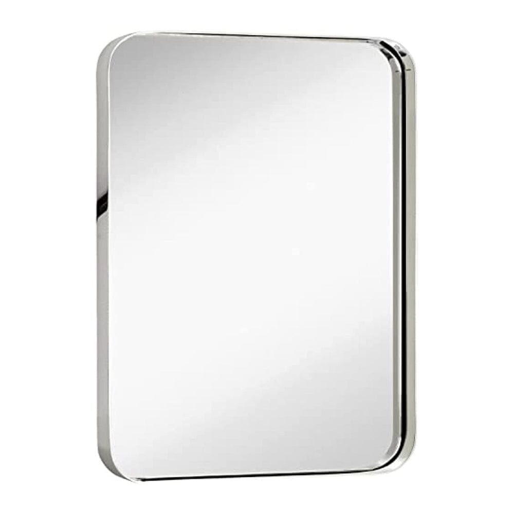 Contemporary Polished Metal Wall Mirror | Glass Panel Silver Framed (24