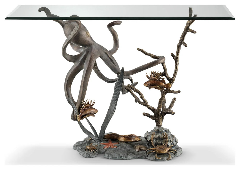 Octopus and Sea Life Console Table   Beach Style   Console Tables   by SPI  Houzz